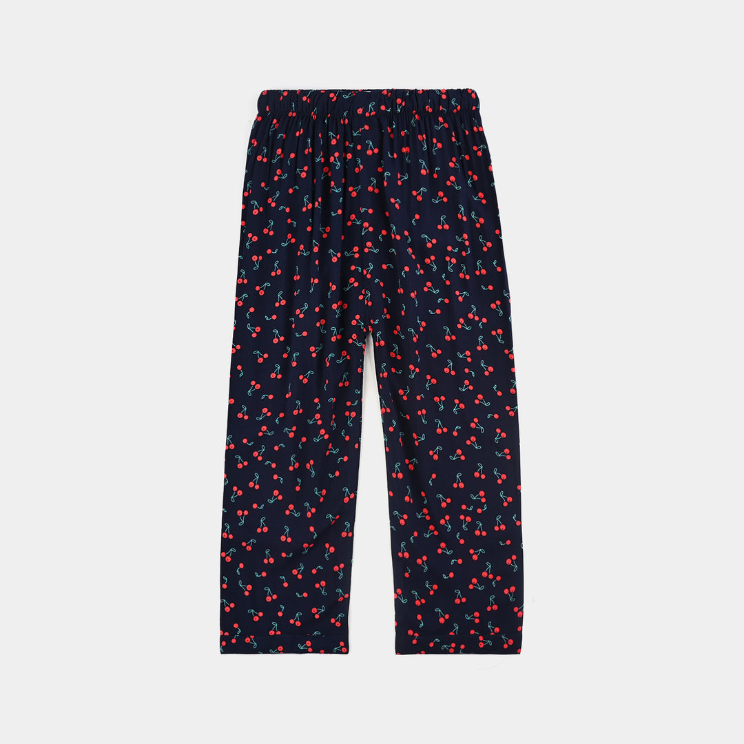 Girls Viscose Night Suit-Cherry-Blue