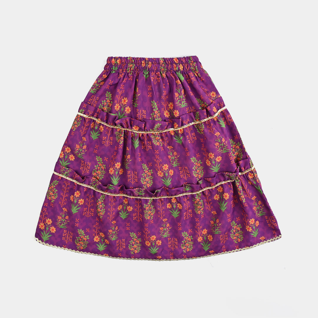 Infant Girls Poly Cambric Printed 2Pcs-Purple