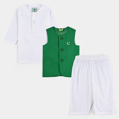 Infant Boys Cotton Poplin 3 Piece Suit (Azadi)-WHITE
