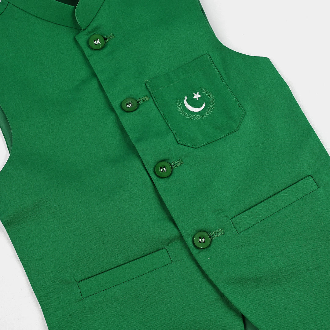 Boys Cotton Poplin 3 Piece Suit (Azadi)-WHITE