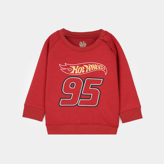 Infant Boys Cotton Interlock Suit (HOT WHEELS)-Red