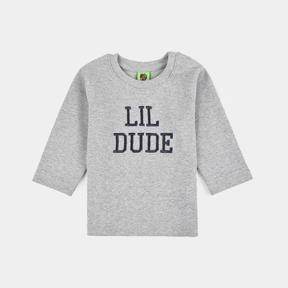 Infant Boys 2x1 Rib Suit LIL DUDE-GREY