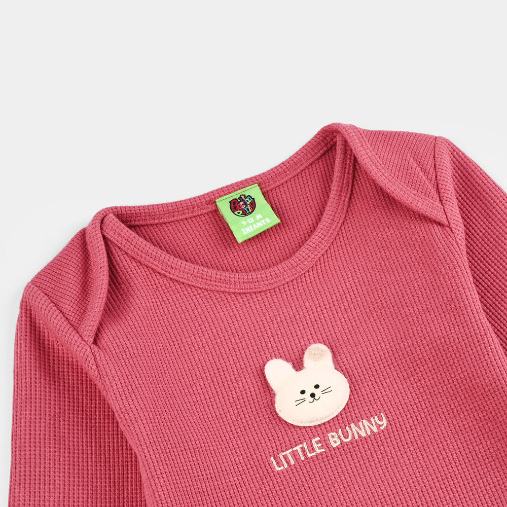 Infant Girls Thermal F/S Romper SLATE ROSE