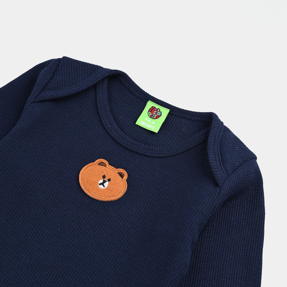 Infant Girls Thermal F/S Romper BASIC-NAVY