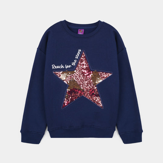 Girls Fleece Sweatshirt STAR-NAVY