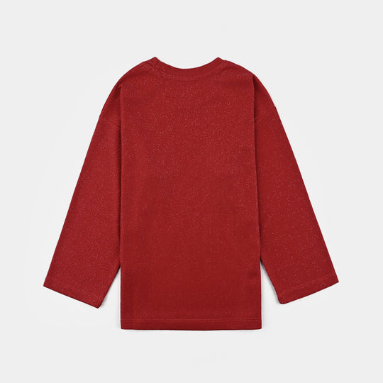 Girls Jacquard T-Shirt F/S RED LUREX - RED