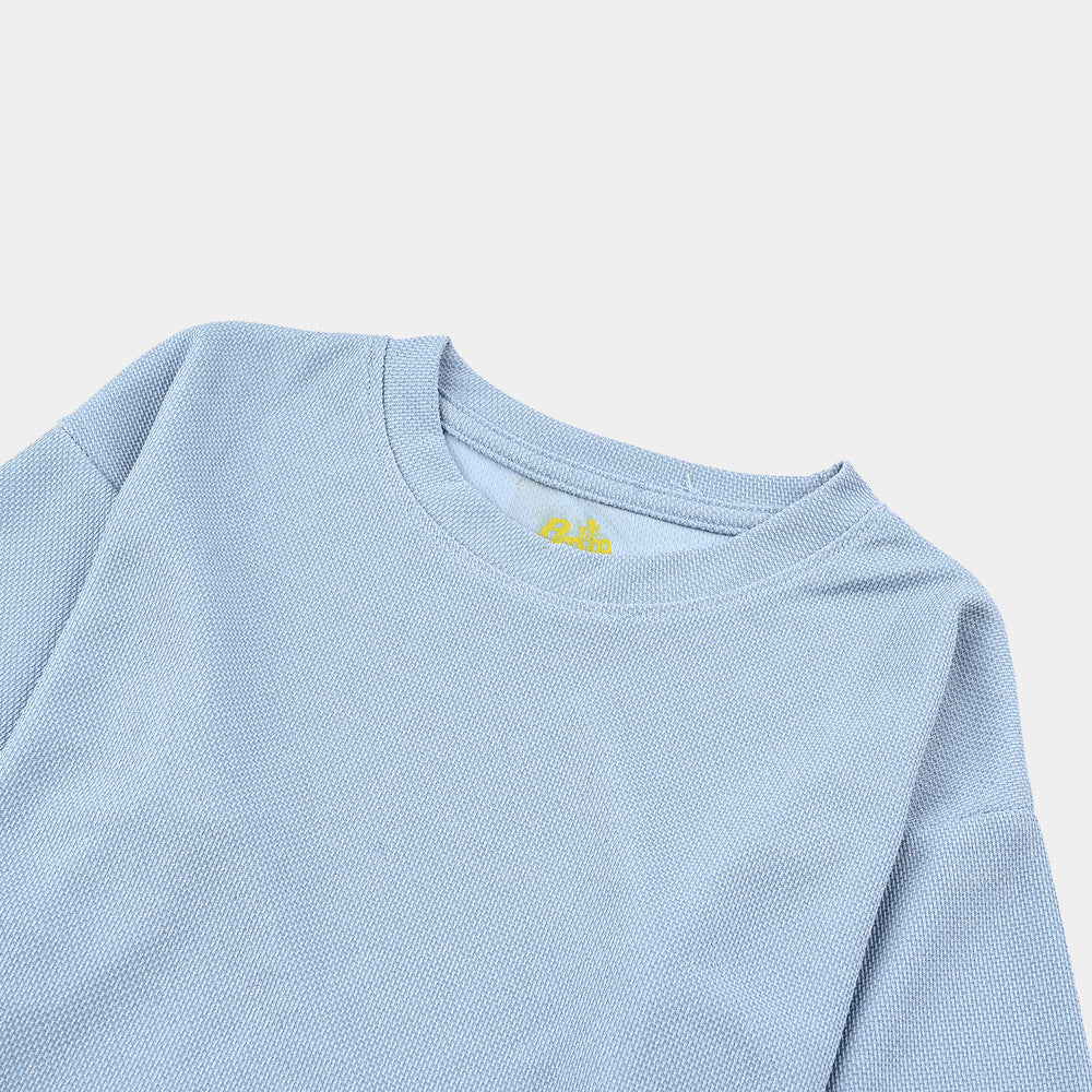 Girls Jacquard T-Shirt F/S BLUE LUREX - Blue
