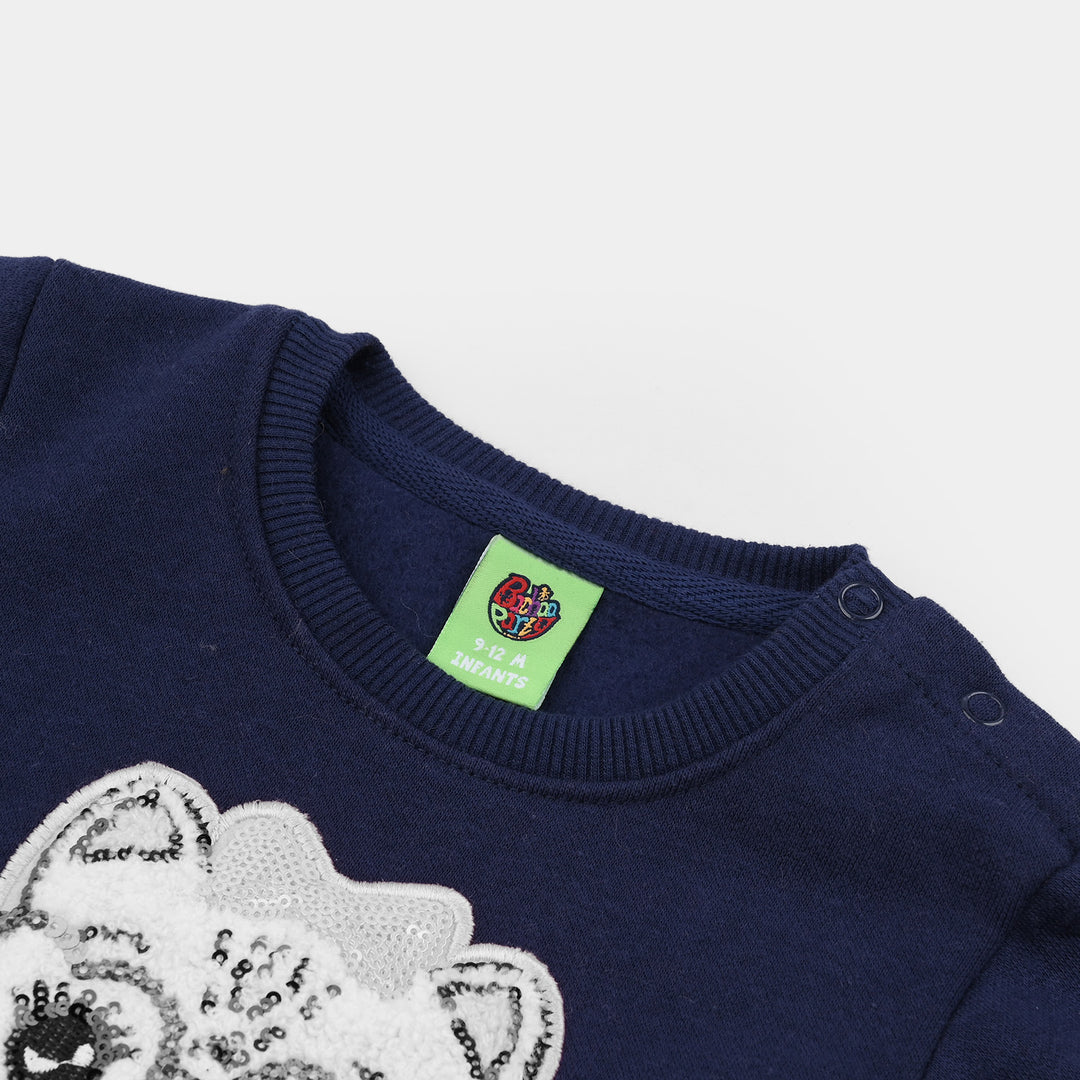 Infant Girls Fleece Sweatshirt MEOW-NAVY