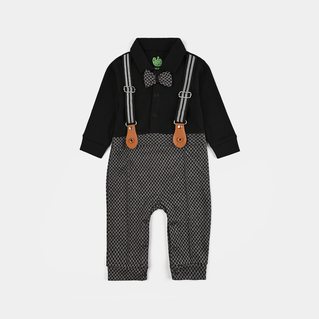Infant Boys Jacquard Romper CHECKERED-BLACK