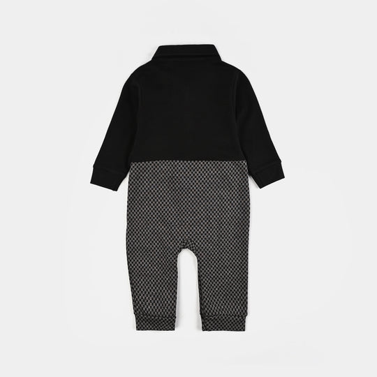 Infant Boys Jacquard Romper CHECKERED-BLACK