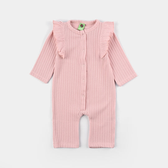 Infant Girls Jacquard Romper TWIRL AND FRILL - Pink
