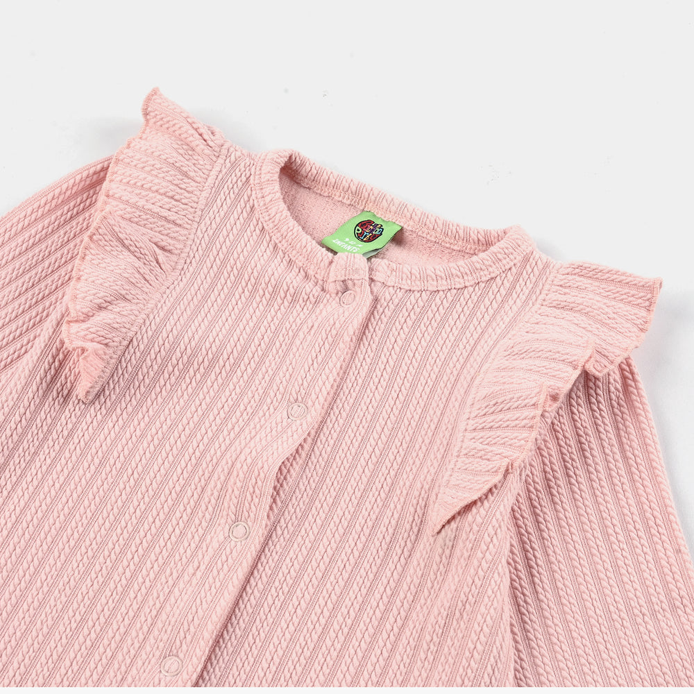 Infant Girls Jacquard Romper TWIRL AND FRILL - Pink