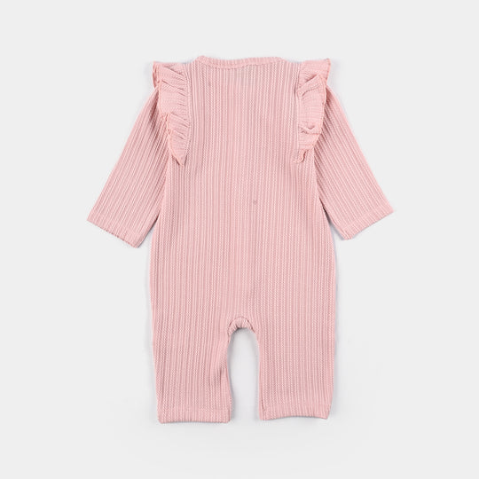 Infant Girls Jacquard Romper TWIRL AND FRILL - Pink