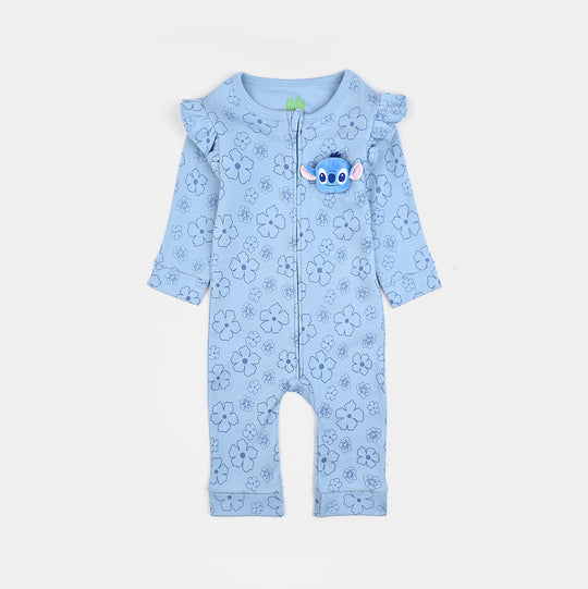 Infant Girls Cotton Interlock Romper STITCH-Blue