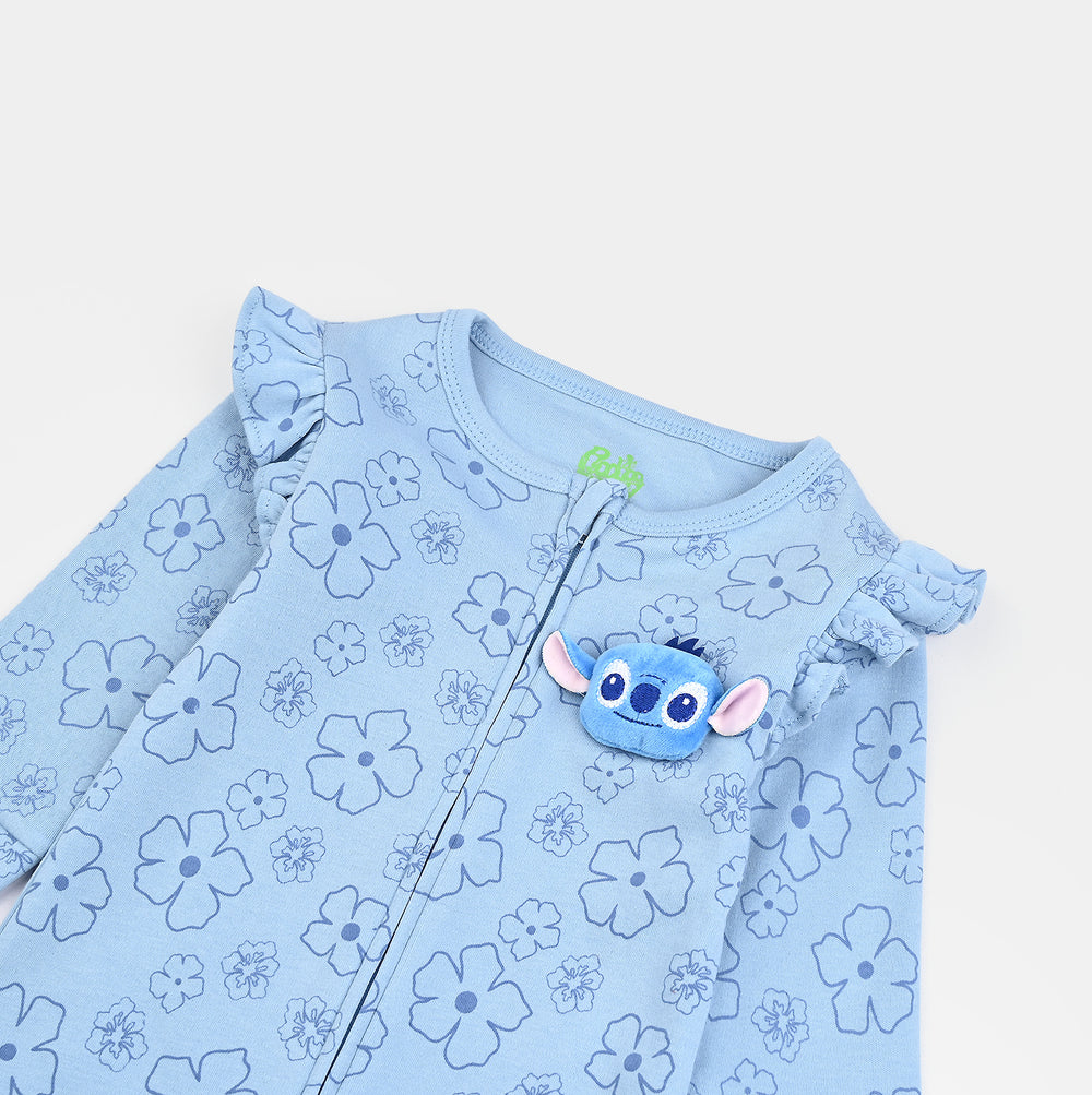 Infant Girls Cotton Interlock Romper STITCH-Blue