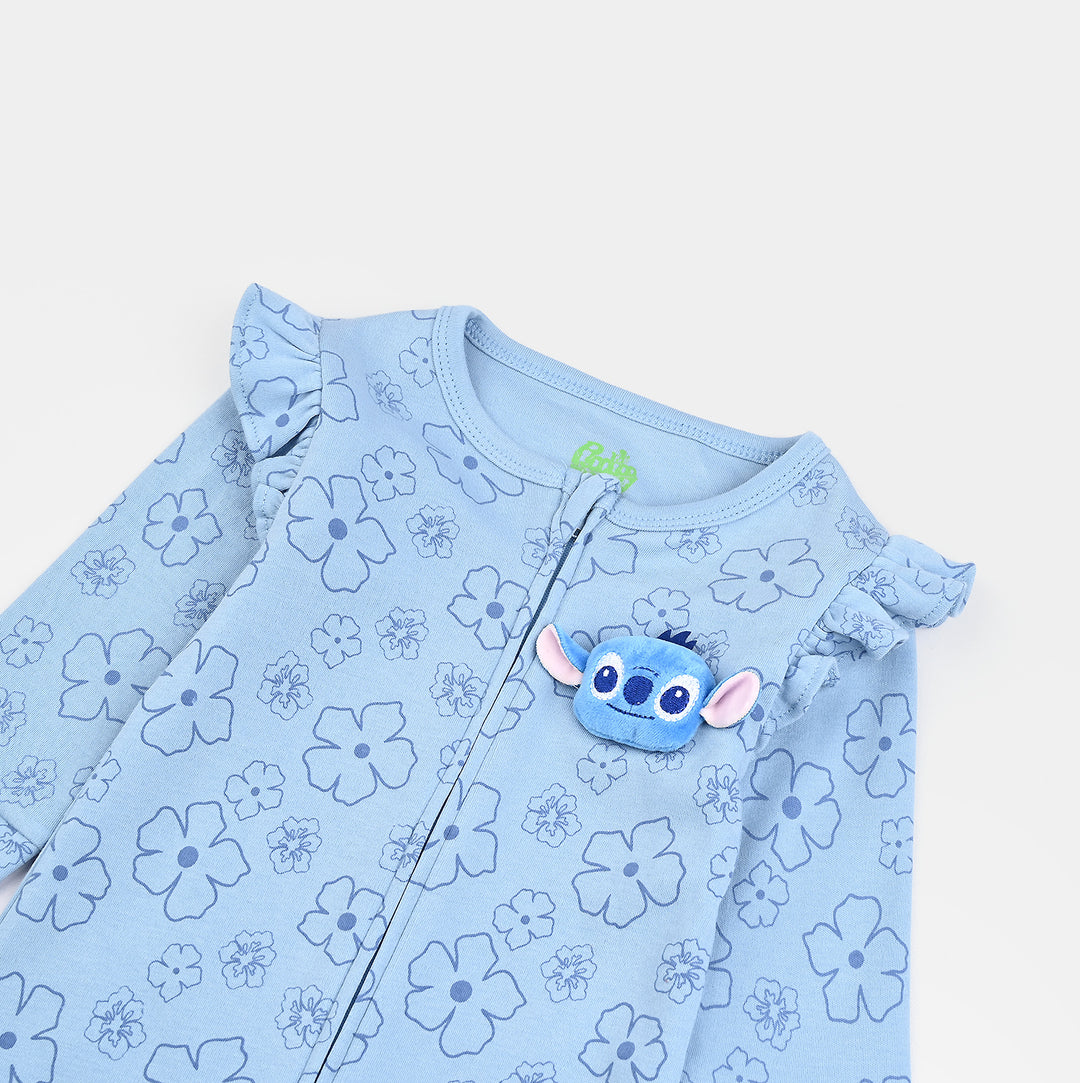 Infant Girls Cotton Interlock Romper STITCH-Blue
