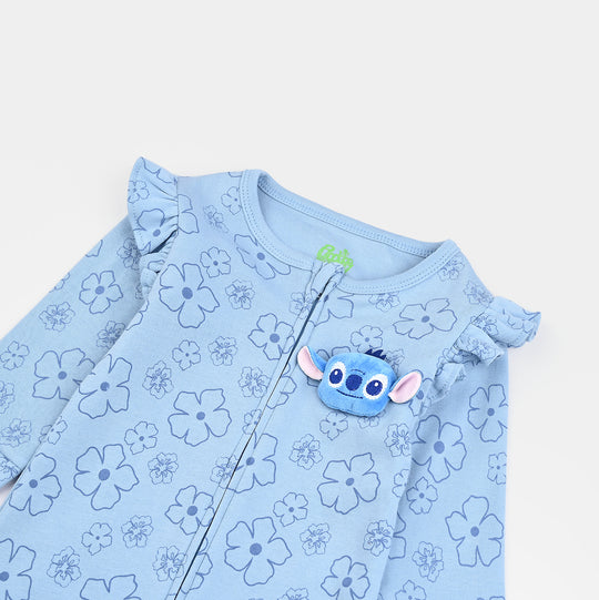 Infant Girls Cotton Interlock Romper STITCH-Blue