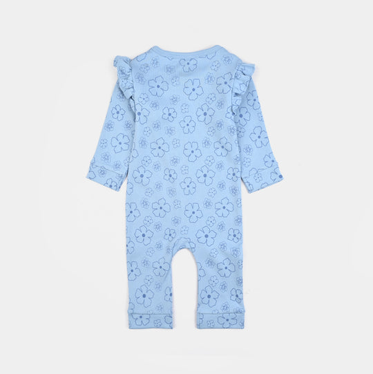 Infant Girls Cotton Interlock Romper STITCH-Blue
