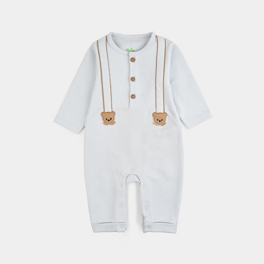 Infant Girls Jacquard Romper DEAR BEAR-BLUE