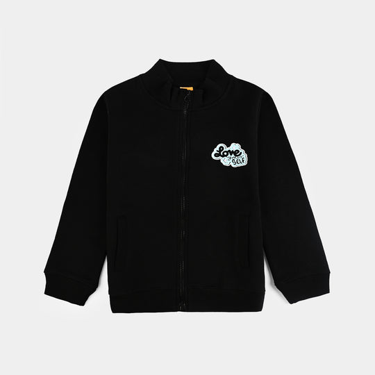 Girls Fleece Jacket LOVE YOURSELF-BLACK