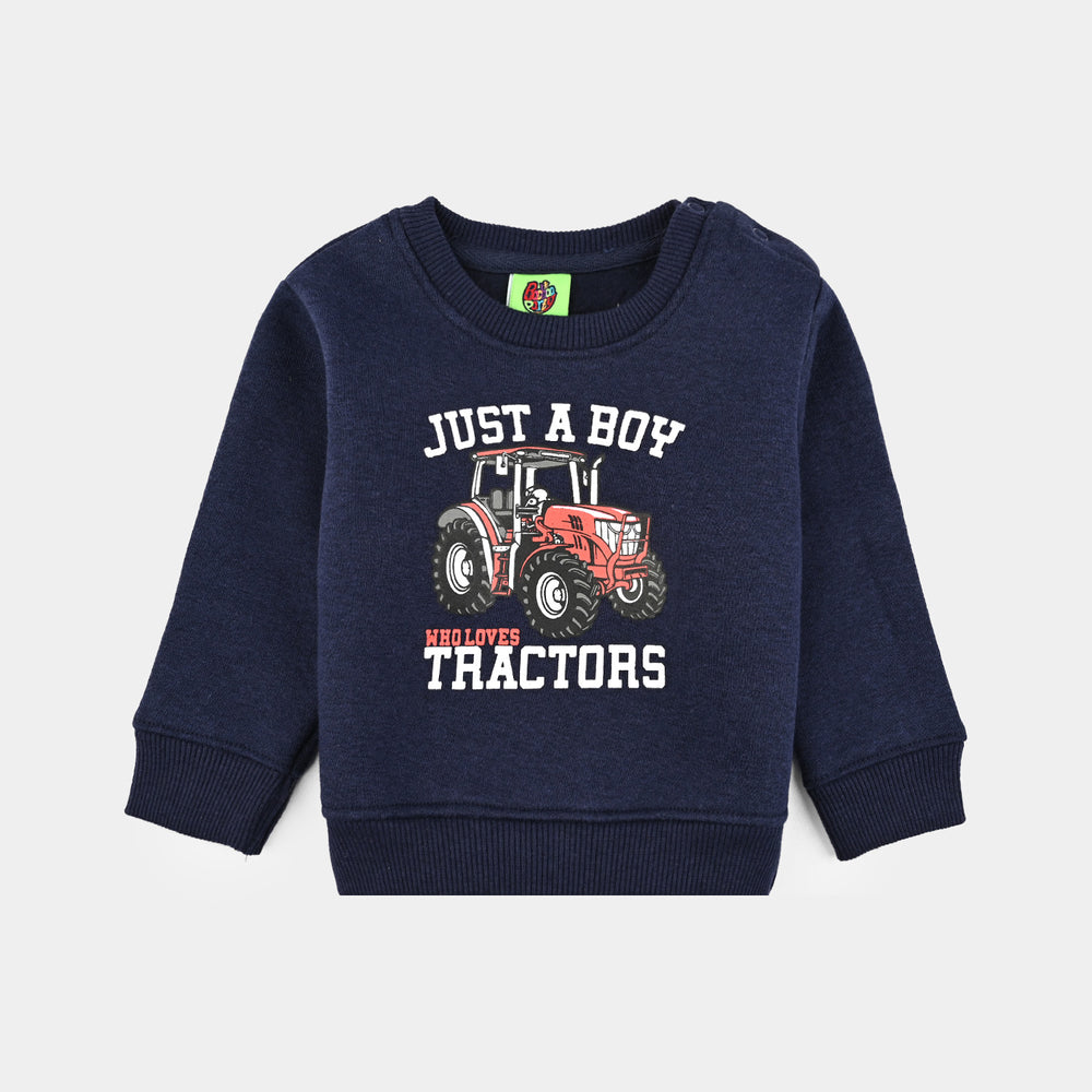 Infant Boys Fleece Sweatshirt (Just a boy) - Navy