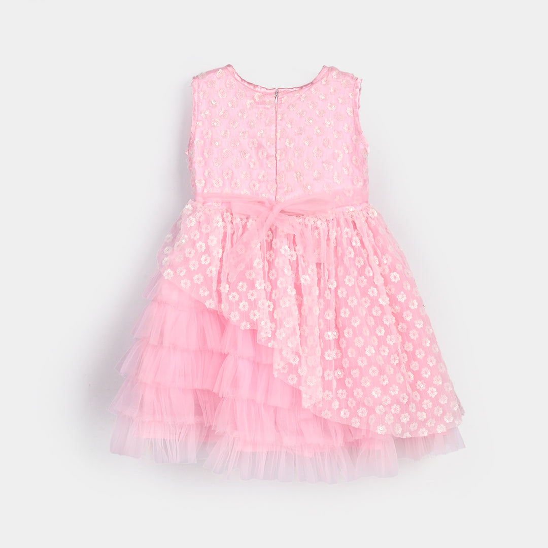 Girls Sequence Fancy Frock-Wonder - Lt Pink