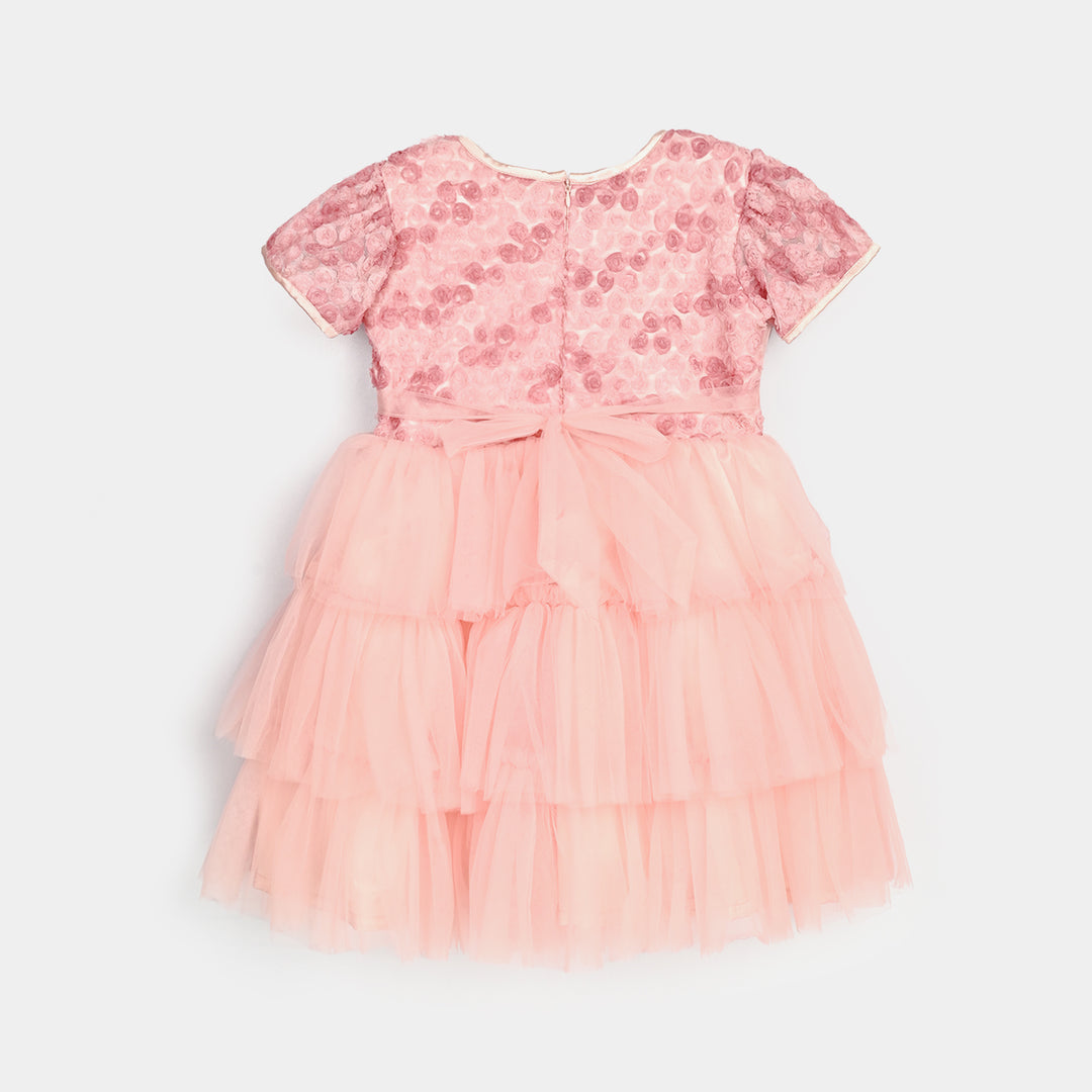 Girls Net Fancy Frock-Classic-Light Pink