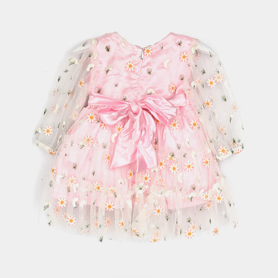 Infant Girls Net Fancy Frock-Pretty - Lt Pink