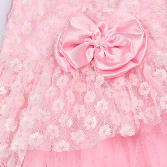 Infant Girls Sequence Fancy Frock-Wonder - Lt Pink