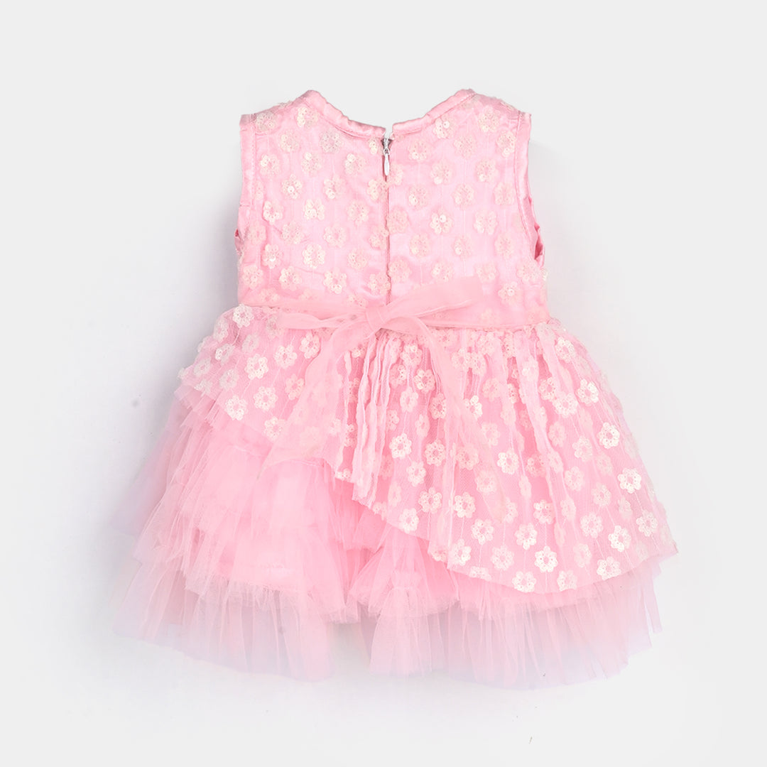 Infant Girls Sequence Fancy Frock-Wonder - Lt Pink