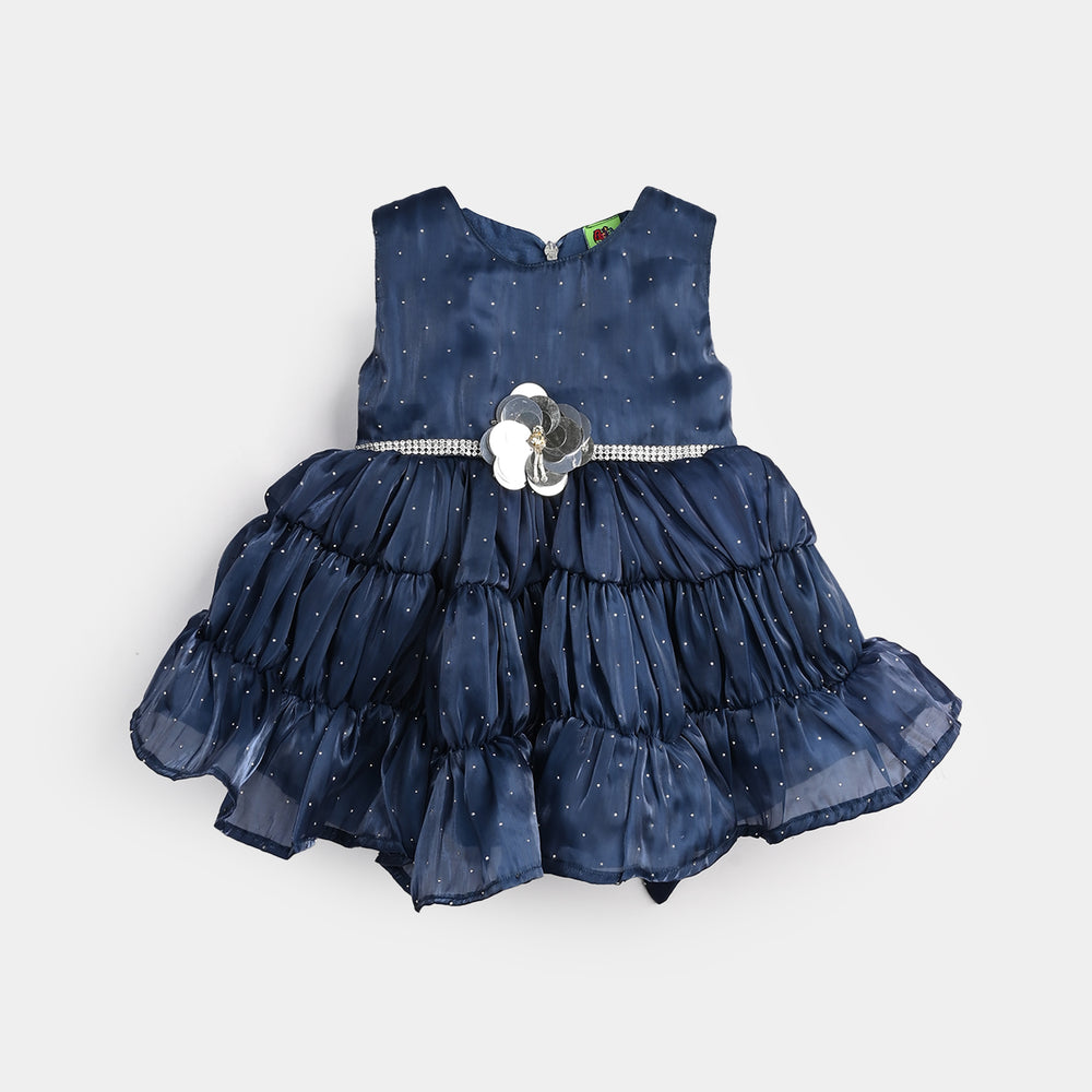 Infant Girls Organza Fancy Frock-Glow-Blue