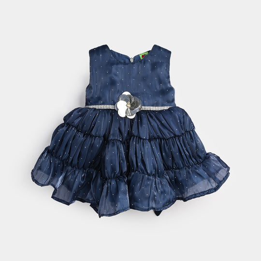 Infant Girls Organza Fancy Frock-Glow-Blue