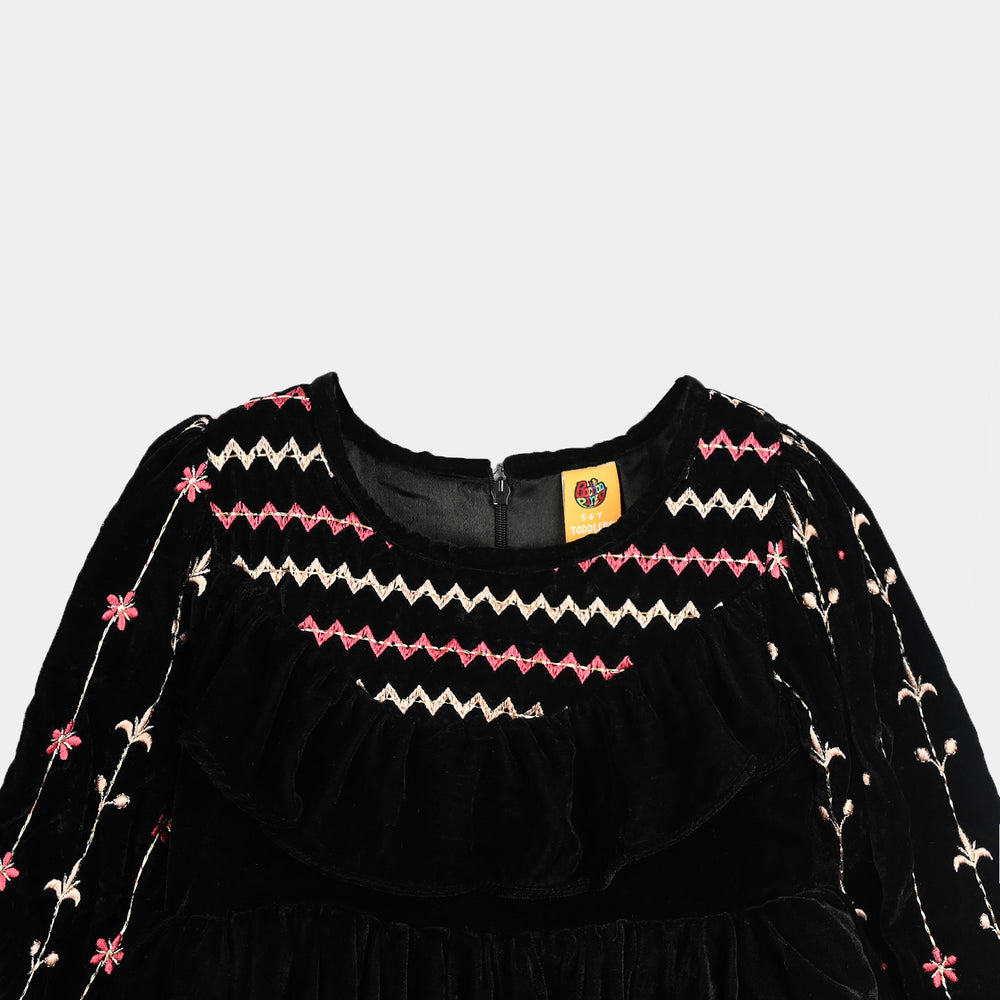 Girls Velvet Fancy Frock-Grace-BLACK