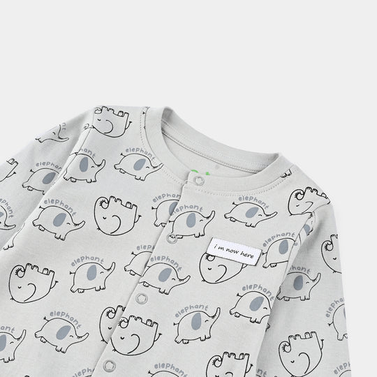 Infant Boys Cotton Interlock Romper Elephant