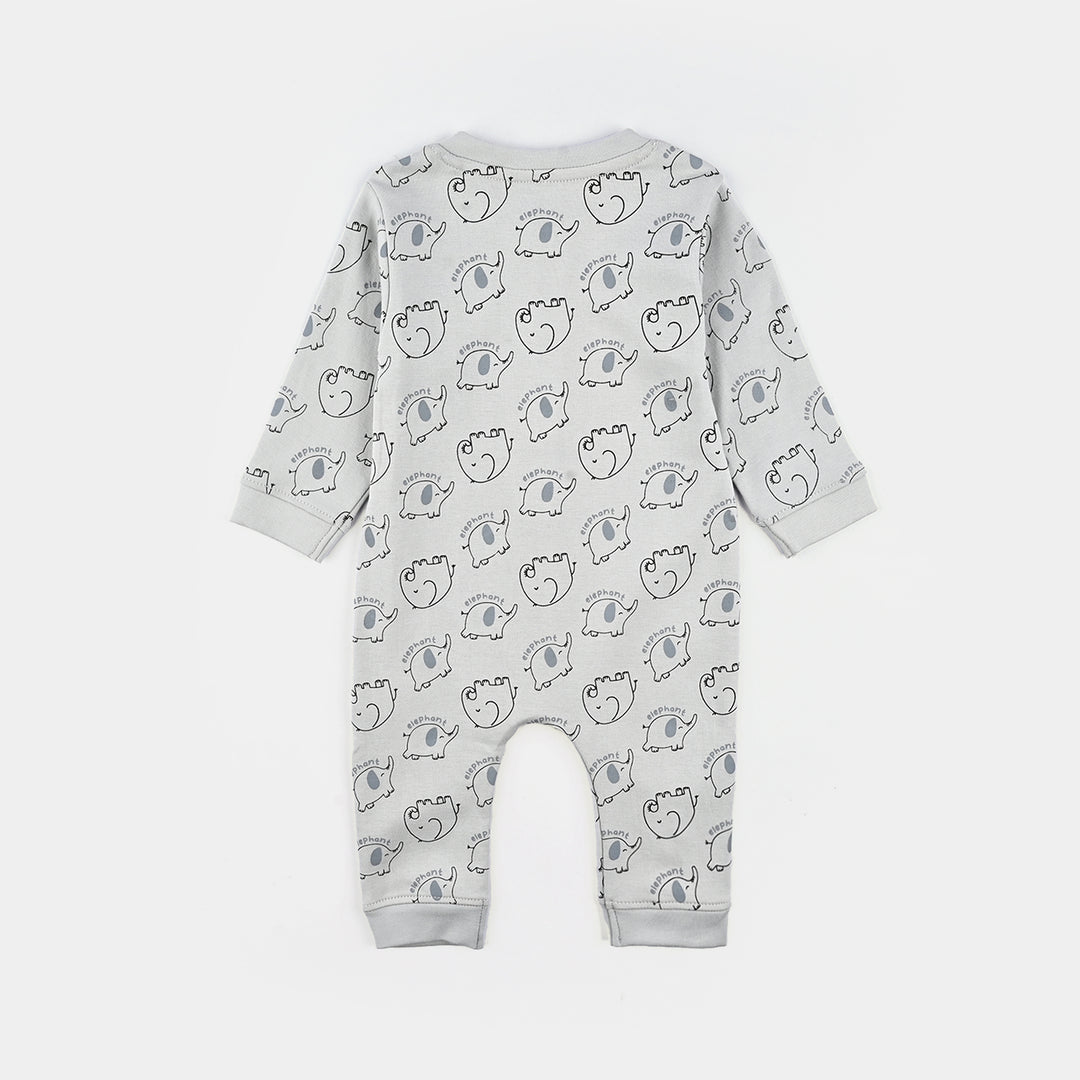 Infant Boys Cotton Interlock Romper Elephant