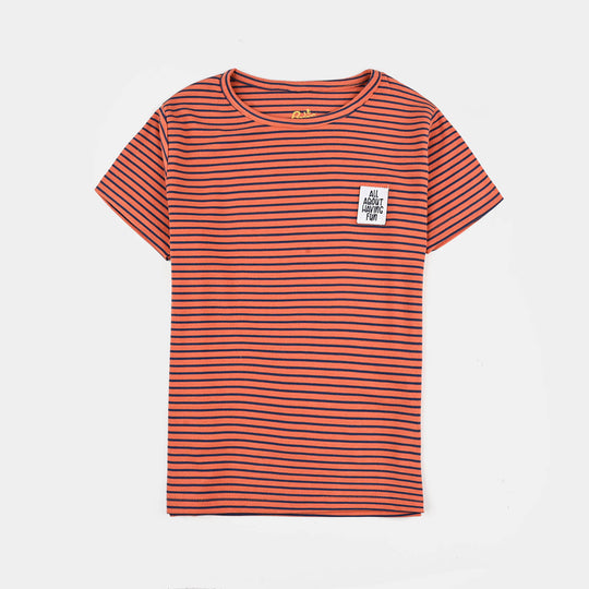 Boys Jersey/Terry T-Shirt H/S All About Having Fun - Rust