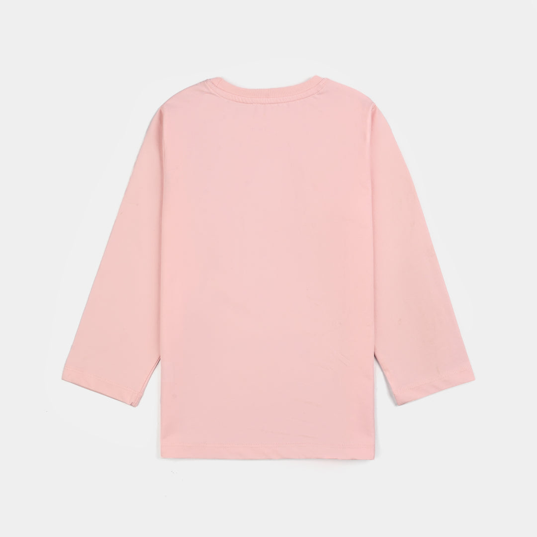 Girls Poly Cotton Jersey Night Suit ALWAYS A PRINCESS-Pink