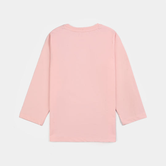 Girls Poly Cotton Jersey Night Suit ALWAYS A PRINCESS-Pink