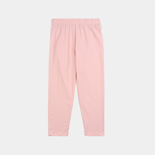 Girls Poly Cotton Jersey Night Suit ALWAYS A PRINCESS-Pink