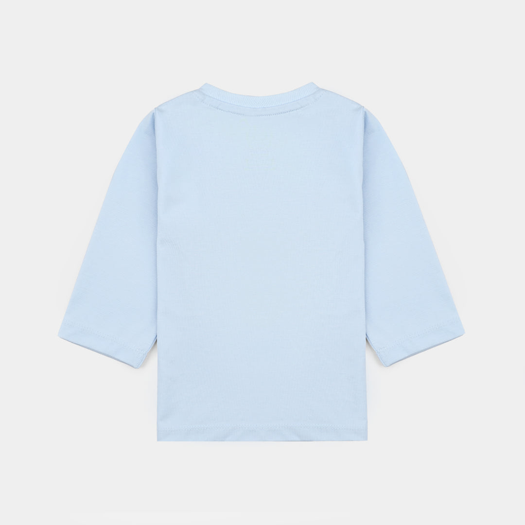 Infant Boys Poly Cotton Jersey Night Suit TIME TO SLEEP-BLUE
