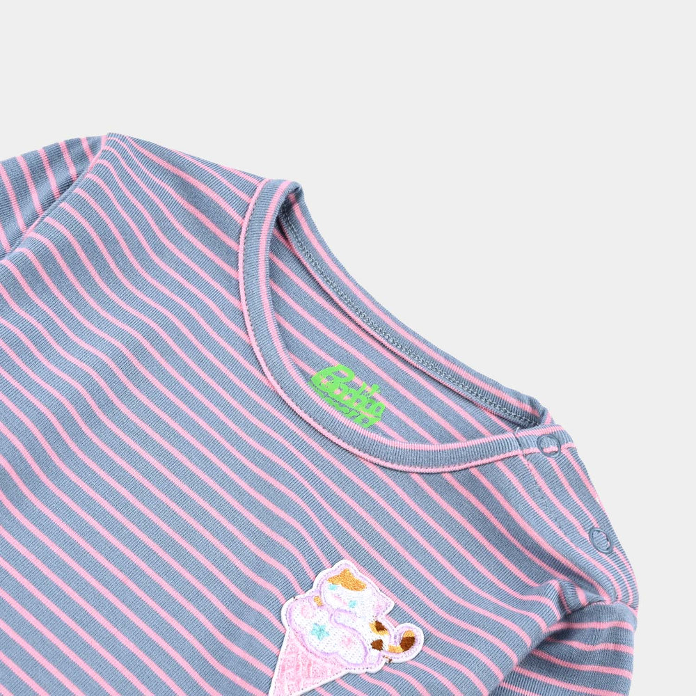 Infant Girls Jersey/Terry T-Shirt F/S CAT - GREY