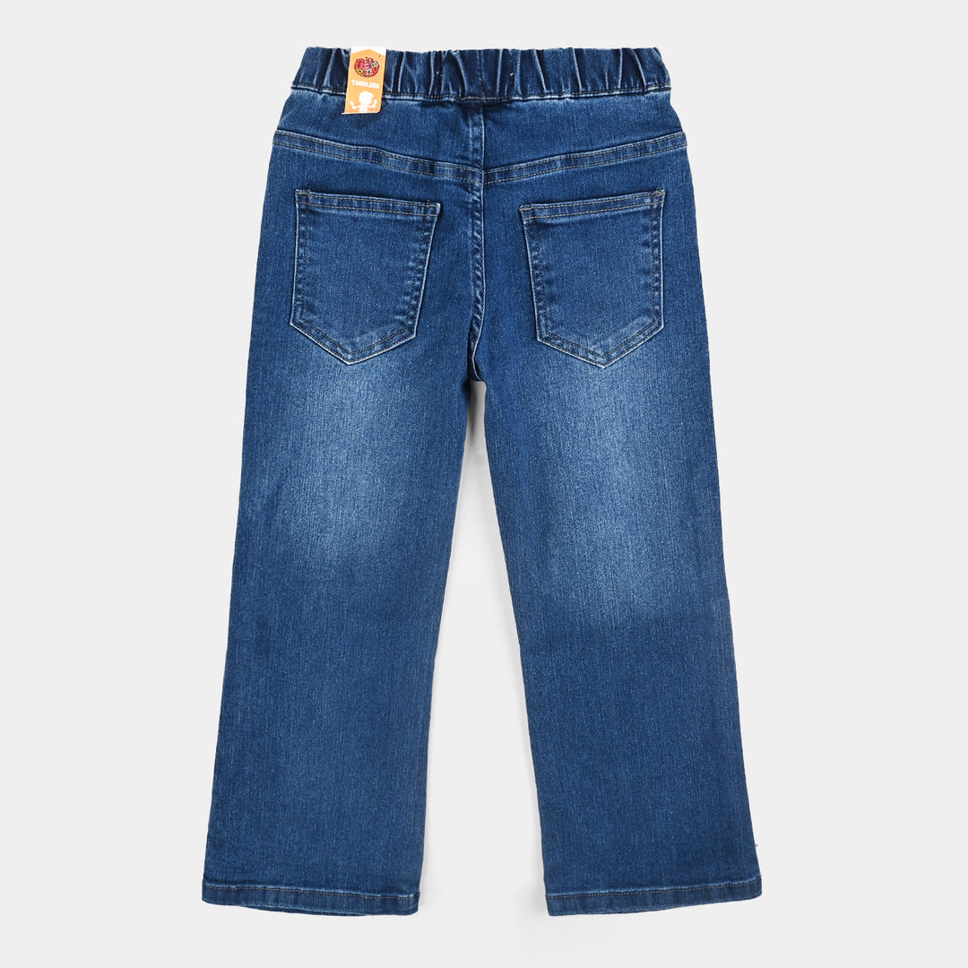 Girls Denim Stretch Jeggings Side Studs-Mid Blue