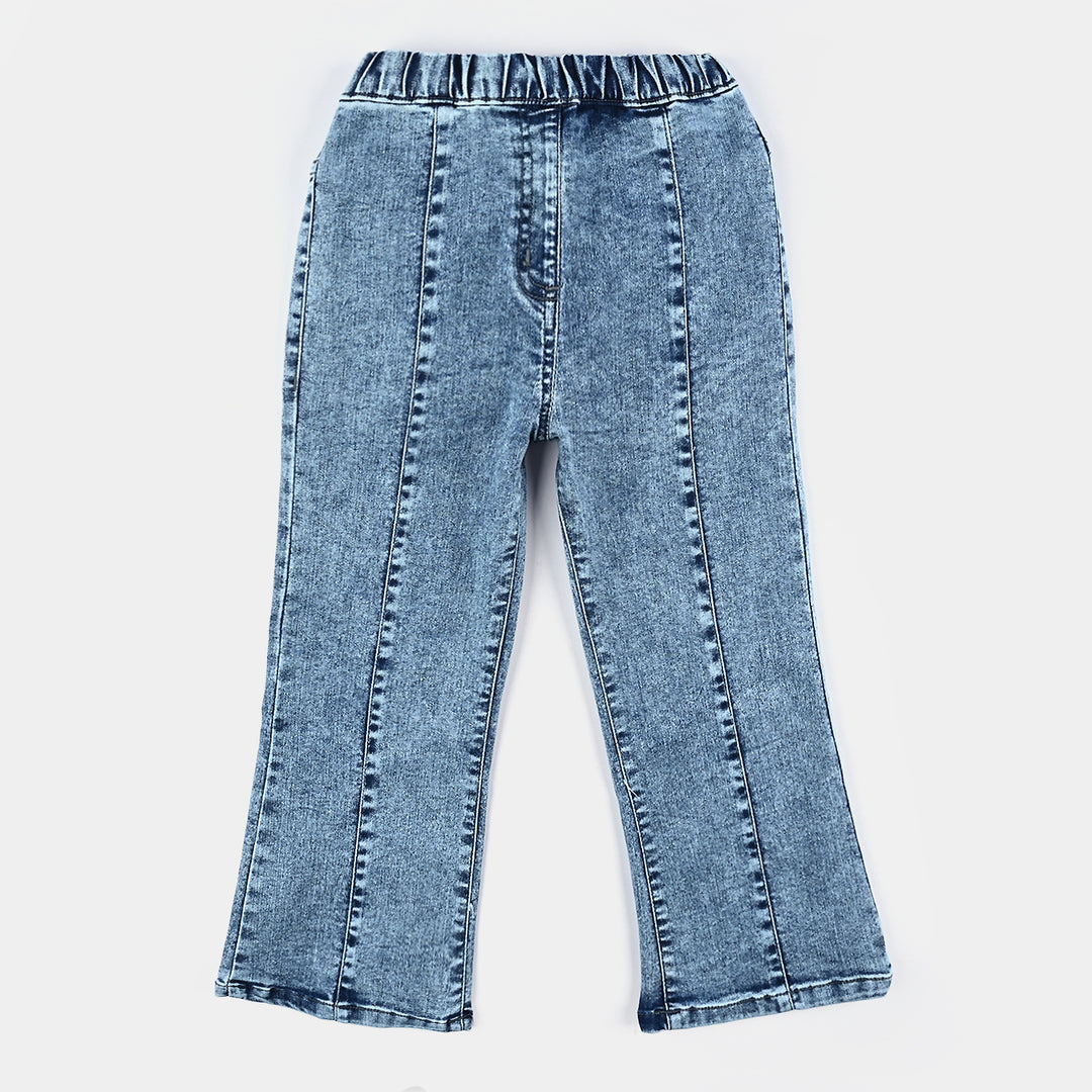 Girls Denim Stretch Jeggings Pleated - LIGHT BLUE