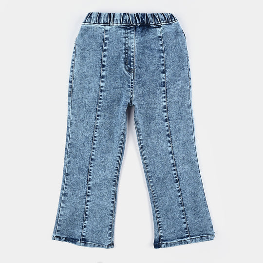 Girls Denim Stretch Jeggings Pleated - LIGHT BLUE