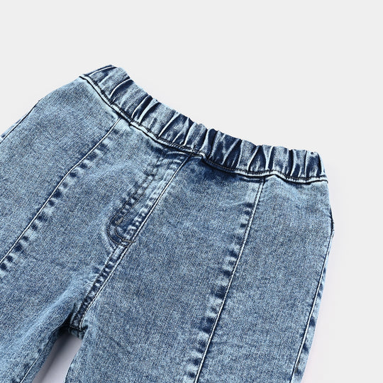 Girls Denim Stretch Jeggings Pleated - LIGHT BLUE