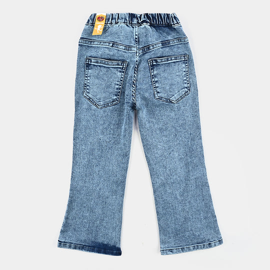 Girls Denim Stretch Jeggings Pleated - LIGHT BLUE