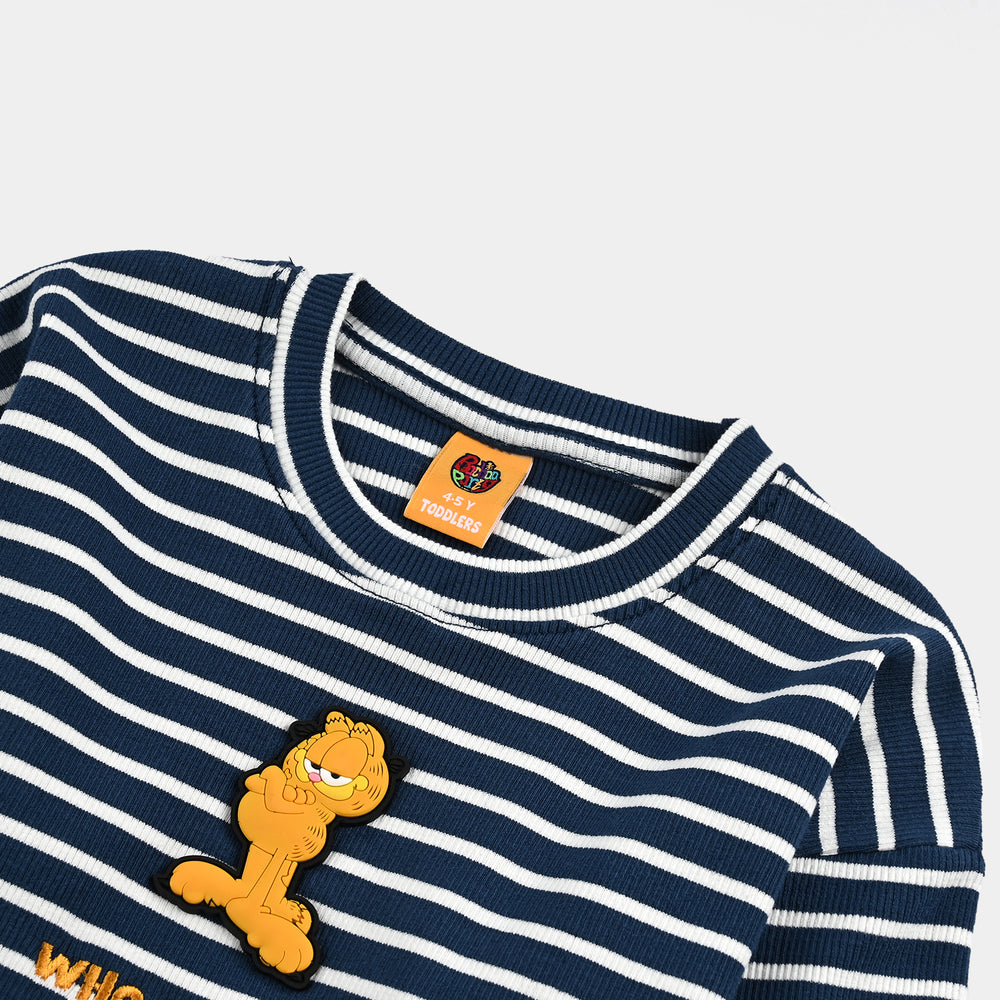 Boys Rib T-Shirt F/S Character- Blue/White Stripe