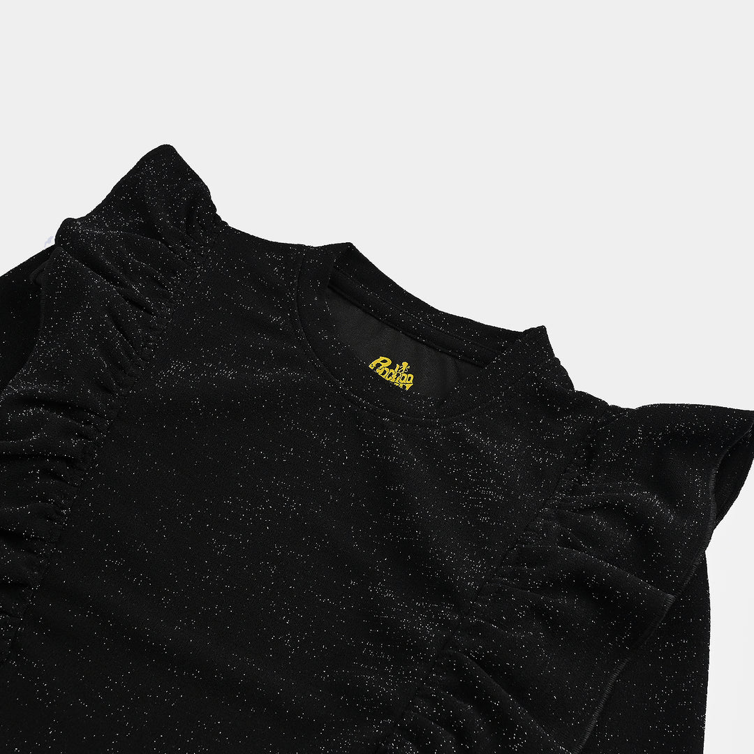 Girls Microfiber Jersey T-Shirt F/S Black LUREX - BLACK