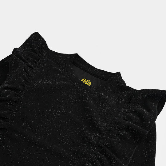 Girls Microfiber Jersey T-Shirt F/S Black LUREX - BLACK