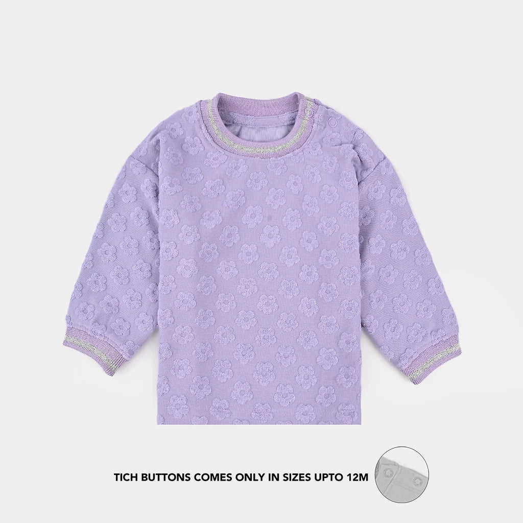 Infant Girls Jacquard T-Shirt F/S LILAC FLOWER FABRIC - Purple